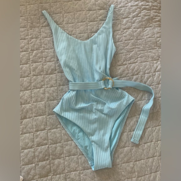 BNWT Melissa Odabash St. Tropez ribbed sky blue one piece bathing/swimsuit XS - Picture 11 of 15